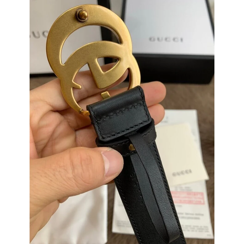 Top lv 3.5cm wid Gucci Black Leather 35mm Belt With Double G Buckle