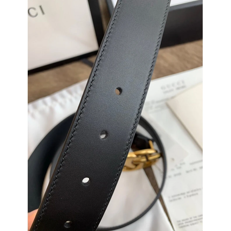 Top lv 3.5cm wid Gucci Black Leather 35mm Belt With Double G Buckle