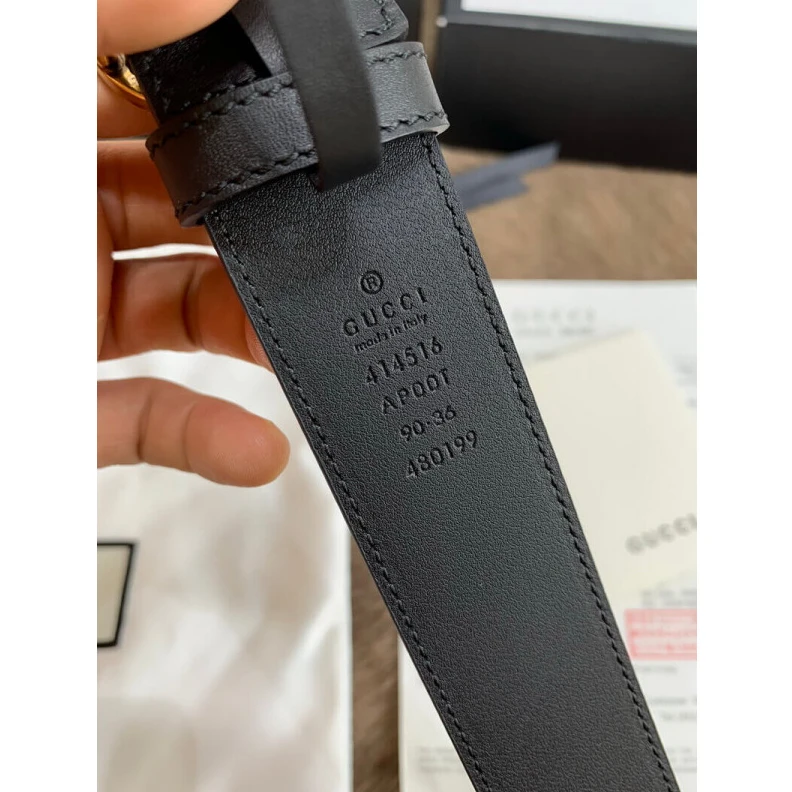 Lv belts replica Black lea Gucci Black Leather 35mm Belt With Pearl Double G