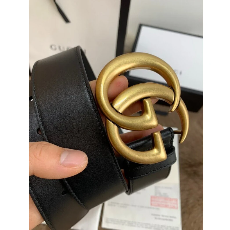 Kitlife Double G Gucci Black Leather 40mm Belt With Double G Buckle