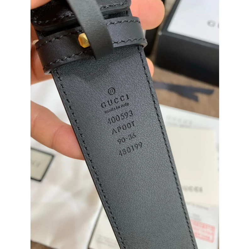 Kitlife Double G Gucci Black Leather 40mm Belt With Double G Buckle