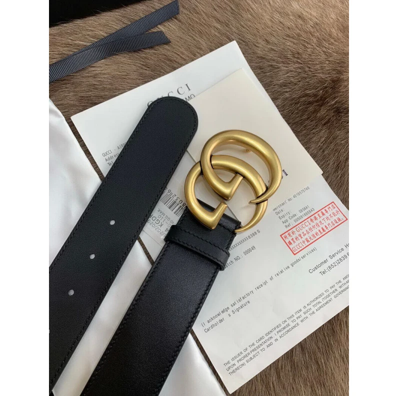 Kitlife Double G Gucci Black Leather 40mm Belt With Double G Buckle