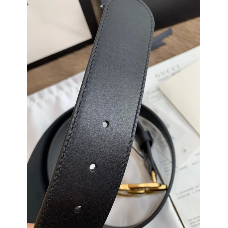 Kitlife Double G Gucci Black Leather 40mm Belt With Double G Buckle