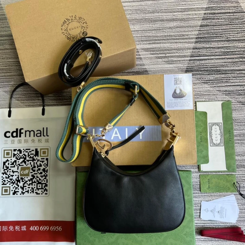 Kitlife ru Detachabl Gucci Black Leather Attache Small Shoulder Bag
