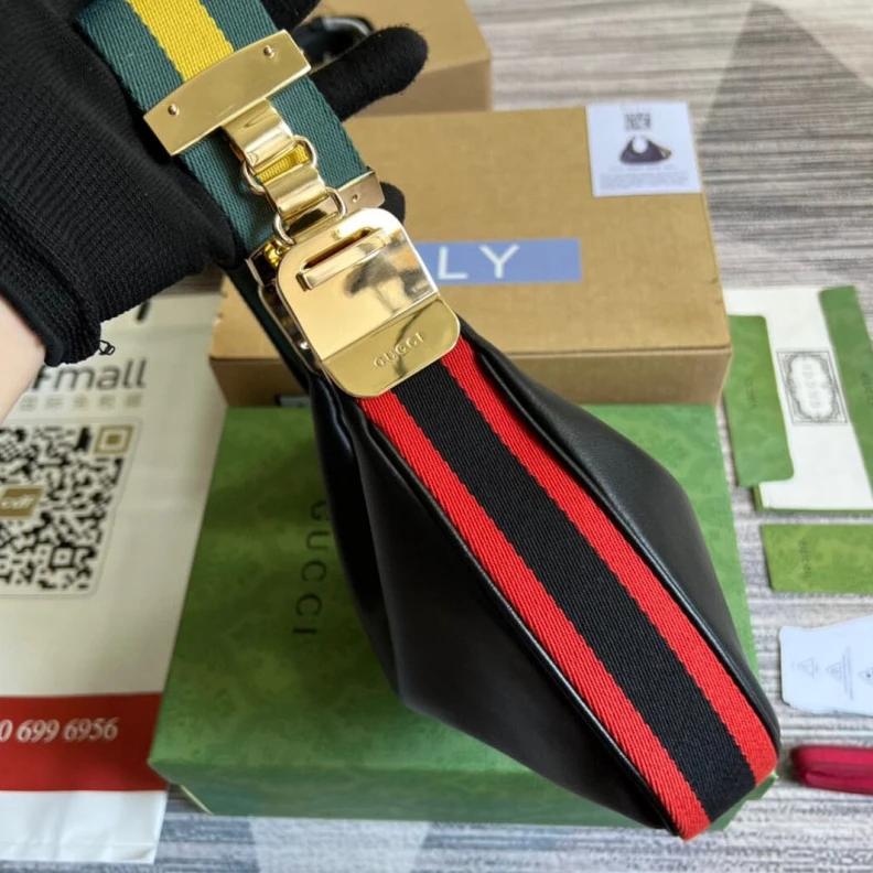 Kitlife ru Detachabl Gucci Black Leather Attache Small Shoulder Bag