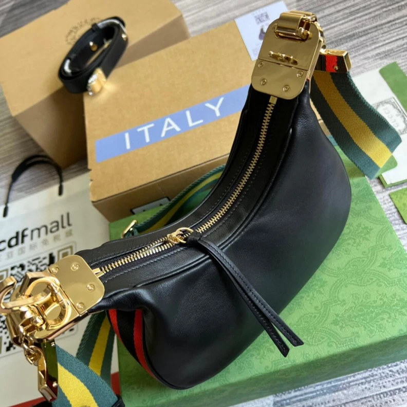 Kitlife ru Detachabl Gucci Black Leather Attache Small Shoulder Bag