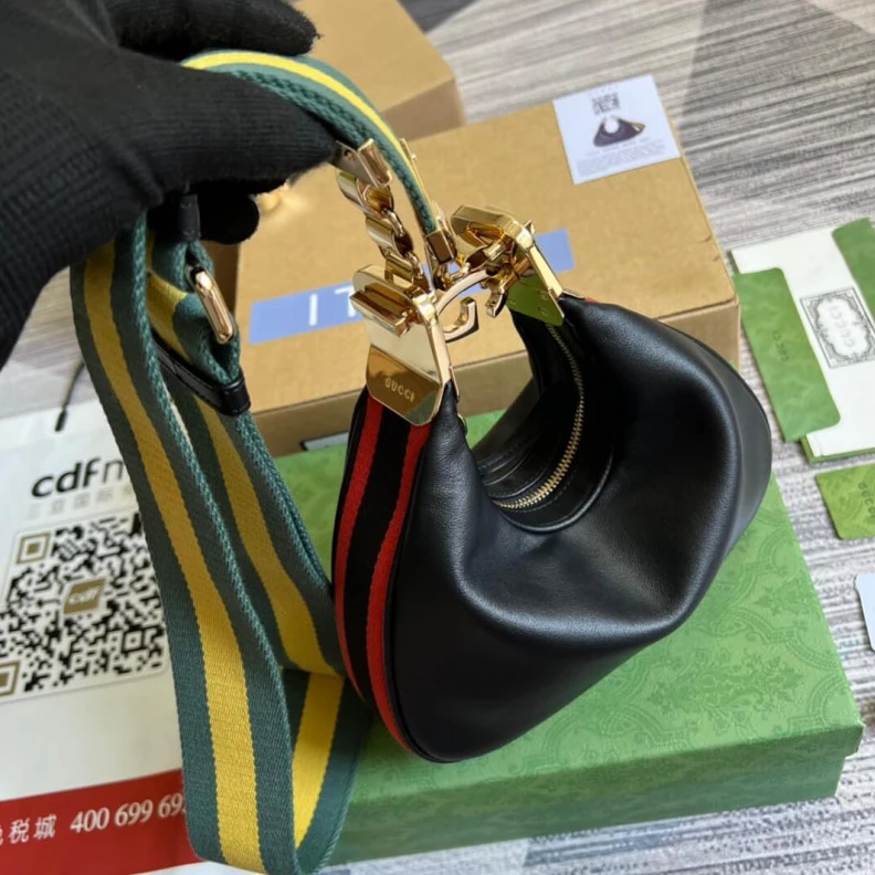 Kitlife ru Detachabl Gucci Black Leather Attache Small Shoulder Bag