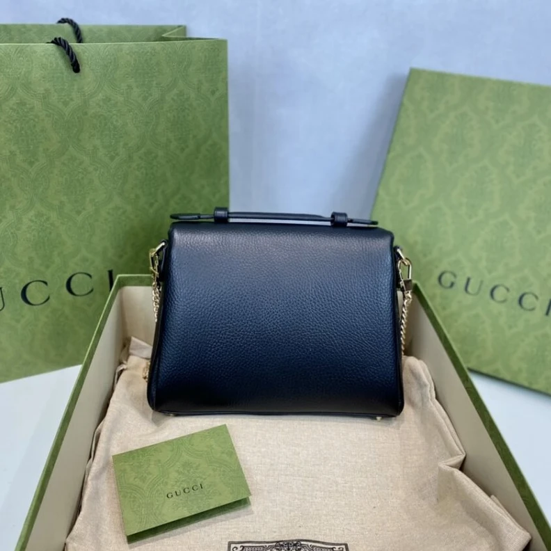 Louis vuitton locations Interior Gucci Black Leather Interlocking GG Clasp Convertible Bag