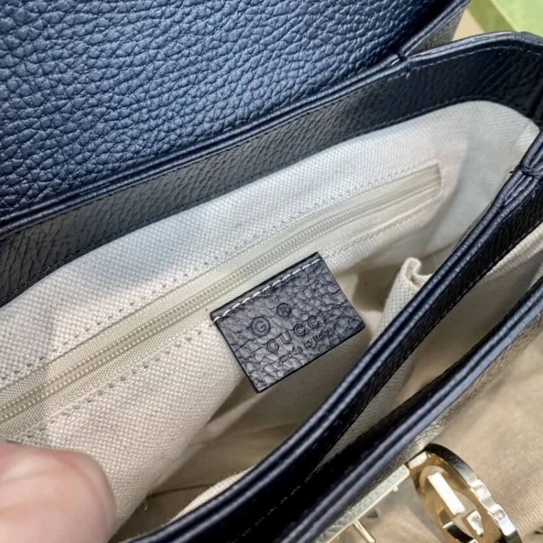 Louis vuitton locations Interior Gucci Black Leather Interlocking GG Clasp Convertible Bag