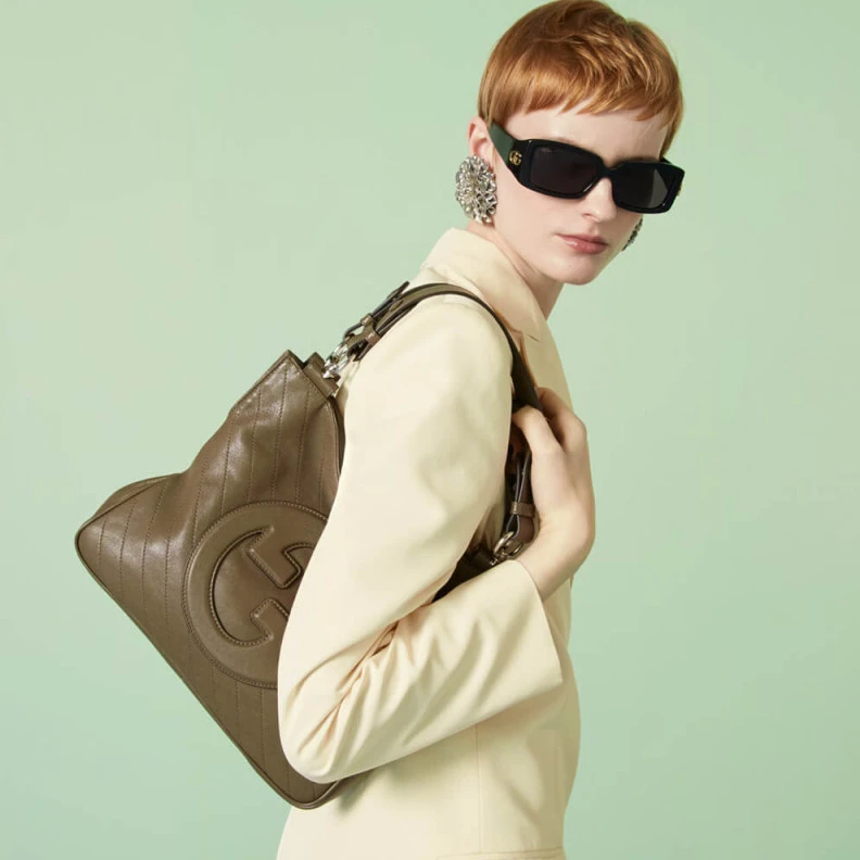 Kitlife White lea Gucci Blondie Small Tote Bag