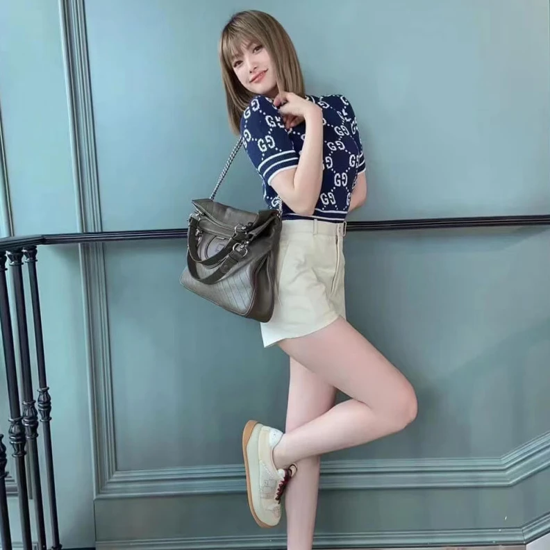 Kitlife White lea Gucci Blondie Small Tote Bag