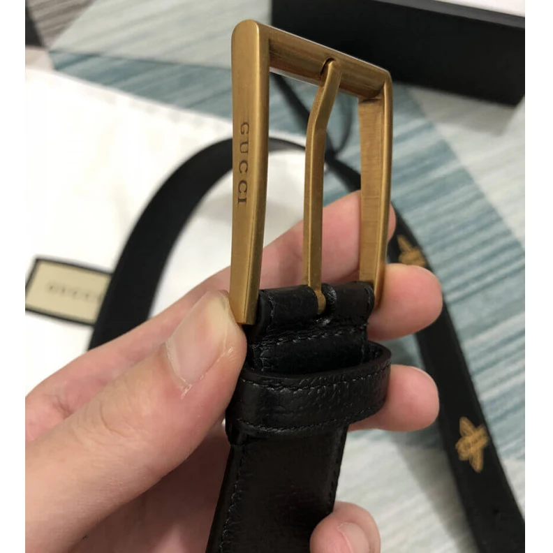 Louis vuitton locations This styli Gucci Calfskin Bees And Stars Print Belt 35mm Black