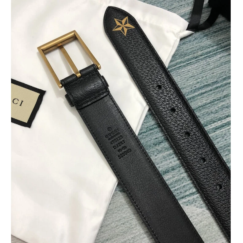 Louis vuitton locations This styli Gucci Calfskin Bees And Stars Print Belt 35mm Black