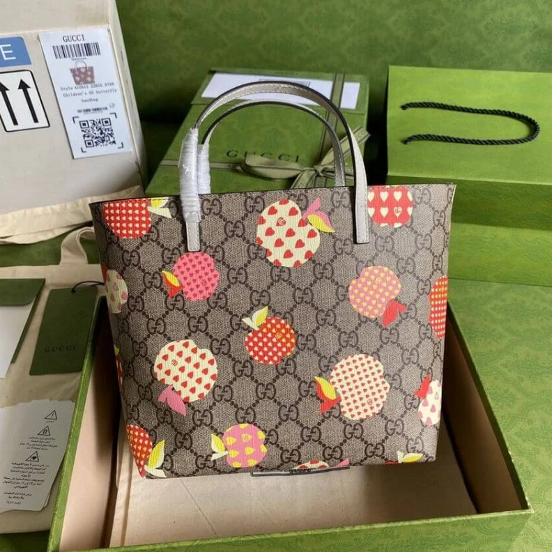 Nylon lin Gucci Children's GG Heart Apple Pattern Tote