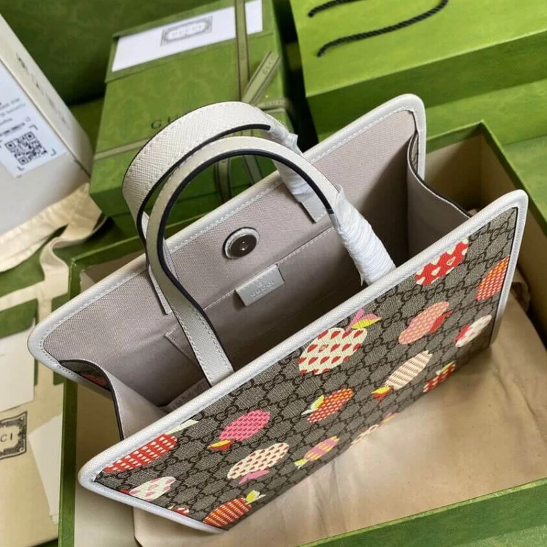 Replica bag Beige and Gucci Children's GG Heart Apple Pattern Tote