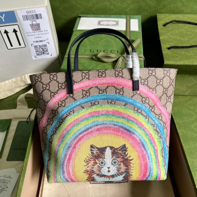 Snap clos Gucci Children's GG Tote Cat Print