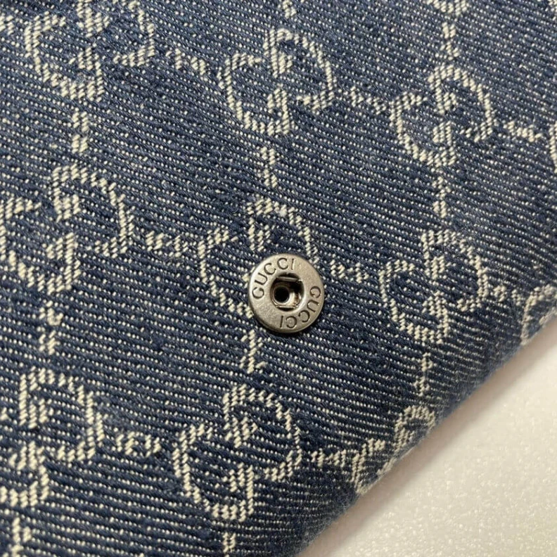 Top lv Dark blue Gucci Denim Dionysus Mini Chain Bag