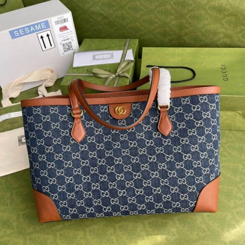 Kitlife 38 x 28 x Gucci Denim Ophidia GG Medium Tote