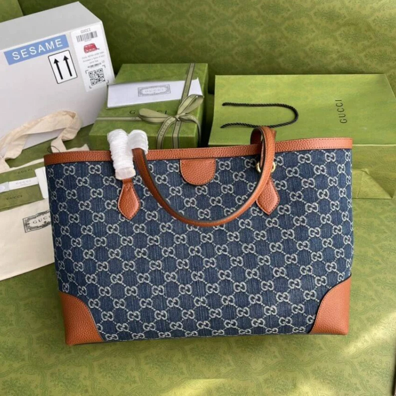 Kitlife 38 x 28 x Gucci Denim Ophidia GG Medium Tote