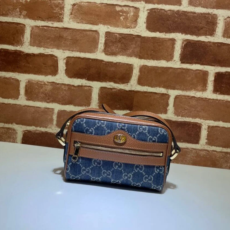 Top lv Goldtoned Gucci Denim Ophidia GG Mini Bag
