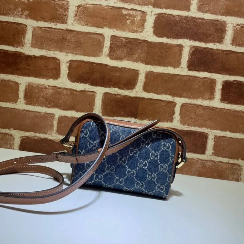 Top lv Goldtoned Gucci Denim Ophidia GG Mini Bag
