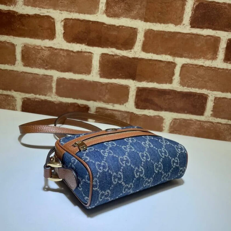 Top lv Goldtoned Gucci Denim Ophidia GG Mini Bag