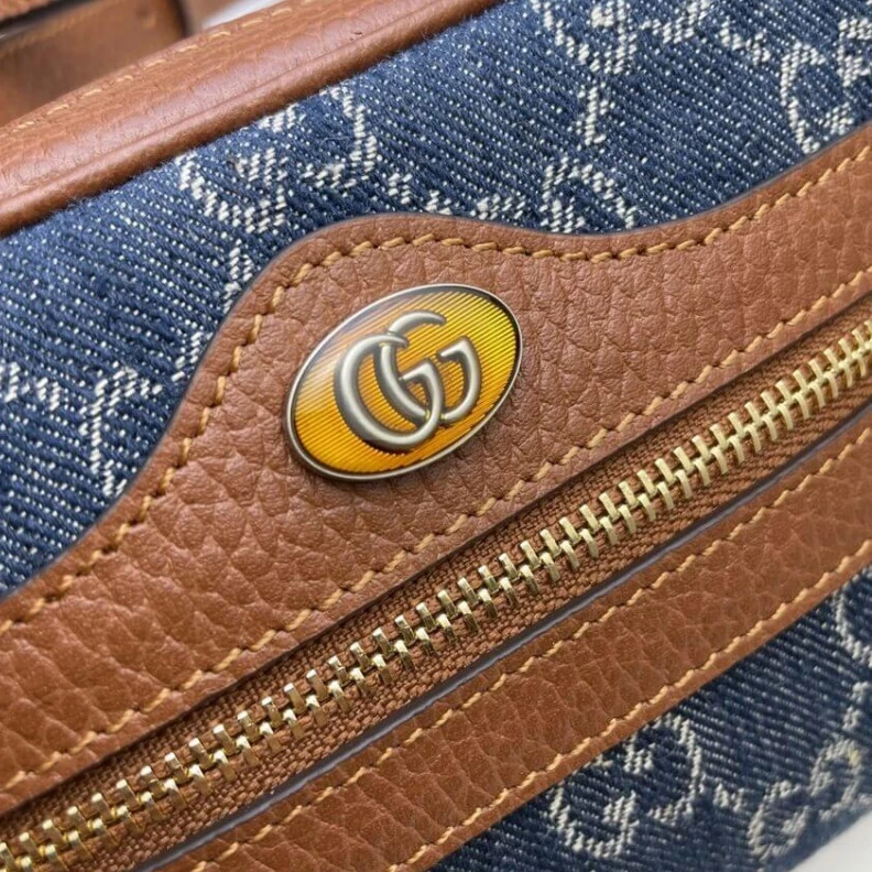 Top lv Goldtoned Gucci Denim Ophidia GG Mini Bag