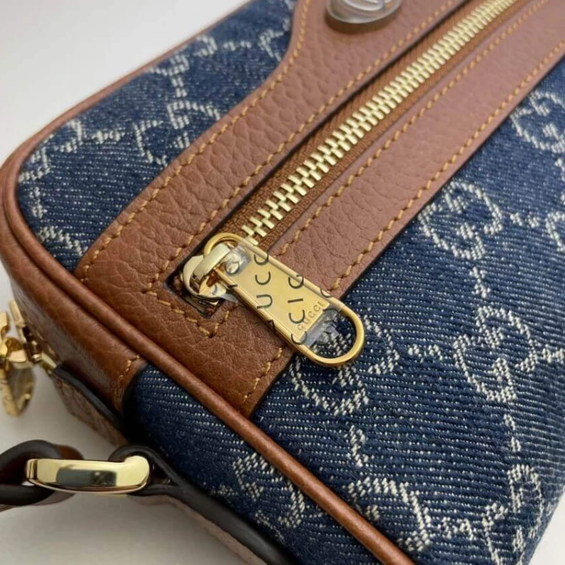 Top lv Goldtoned Gucci Denim Ophidia GG Mini Bag