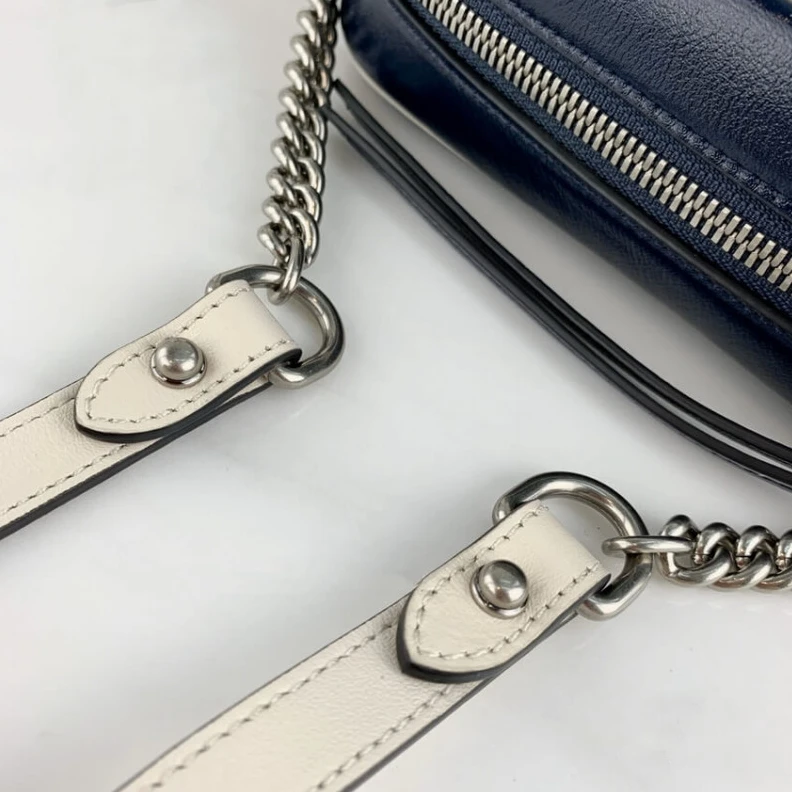 Replica bags lv Chain sho Gucci Diagonal GG Marmont Mini Bag Blue White