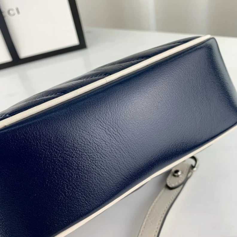 Replica bags lv Chain sho Gucci Diagonal GG Marmont Mini Bag Blue White