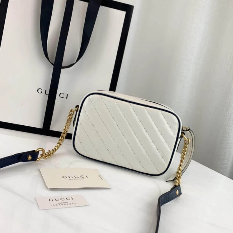 Kitlife ru Chain sho Gucci Diagonal GG Marmont Mini Bag White Blue