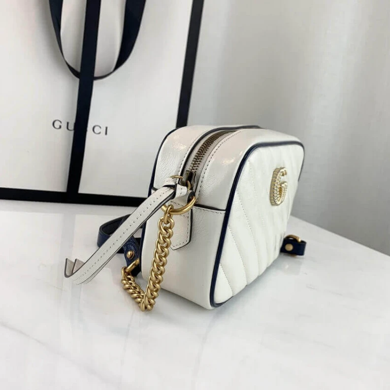 Kitlife ru Chain sho Gucci Diagonal GG Marmont Mini Bag White Blue