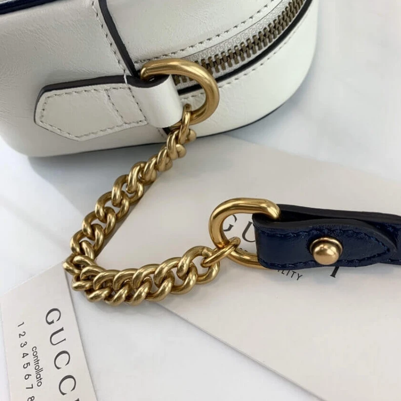 Kitlife ru Chain sho Gucci Diagonal GG Marmont Mini Bag White Blue