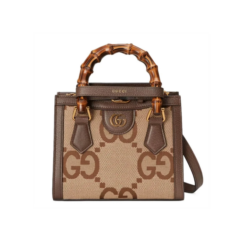 Camel and Gucci Diana Jumbo GG Mini Tote Bag