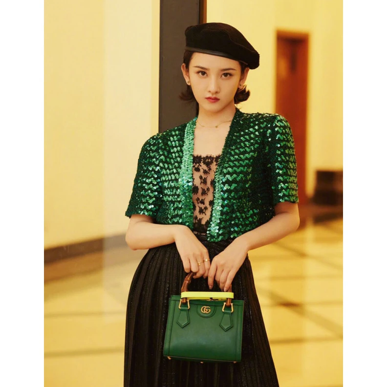Kitlife Microfibe Gucci Diana Mini Tote Bag Green