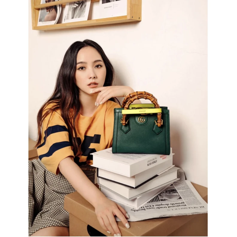 Kitlife Microfibe Gucci Diana Mini Tote Bag Green