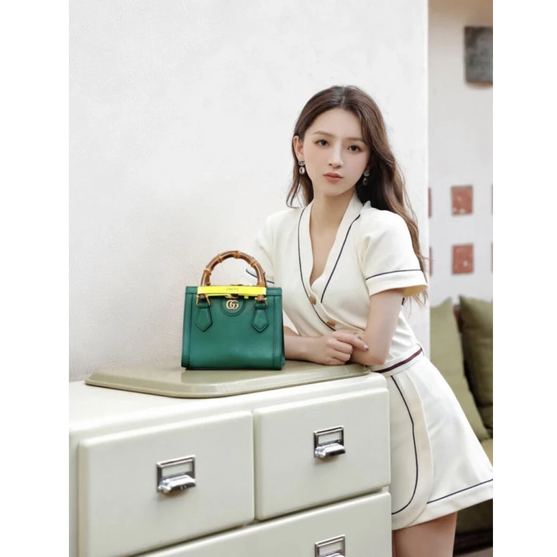 Kitlife Microfibe Gucci Diana Mini Tote Bag Green