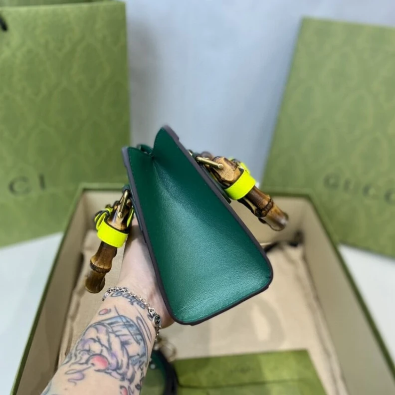 Kitlife Microfibe Gucci Diana Mini Tote Bag Green