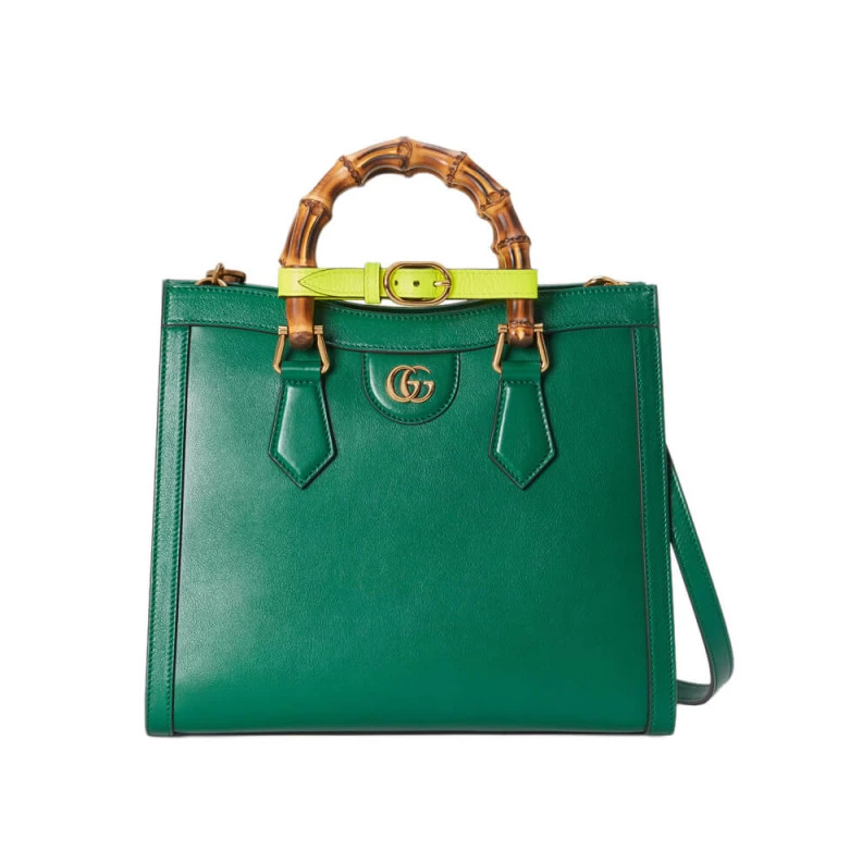 Black lea Gucci Diana Small Tote Bag Green