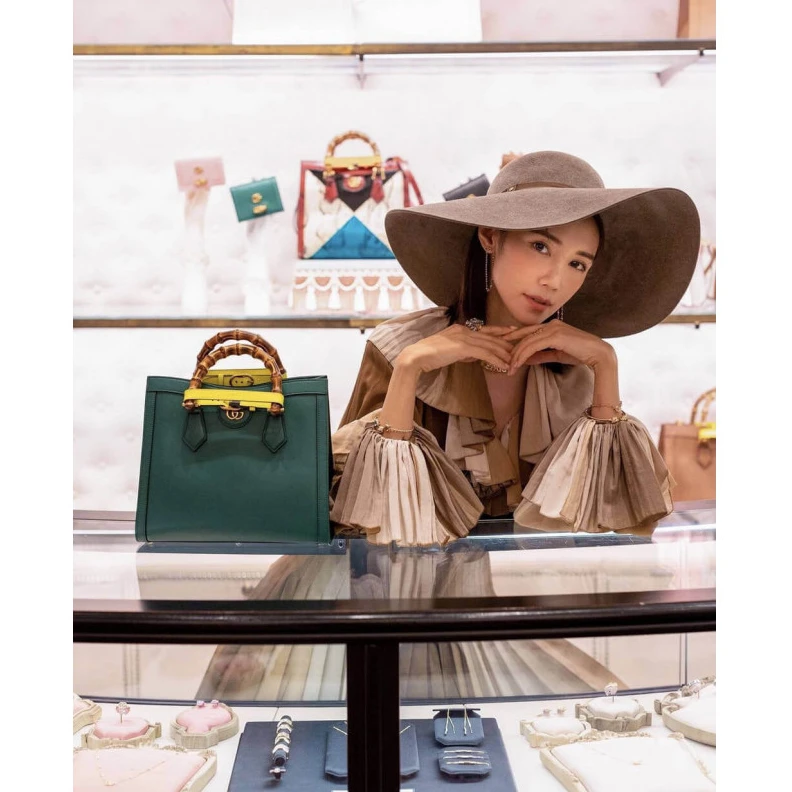 Kitlife ru Black lea Gucci Diana Small Tote Bag Green