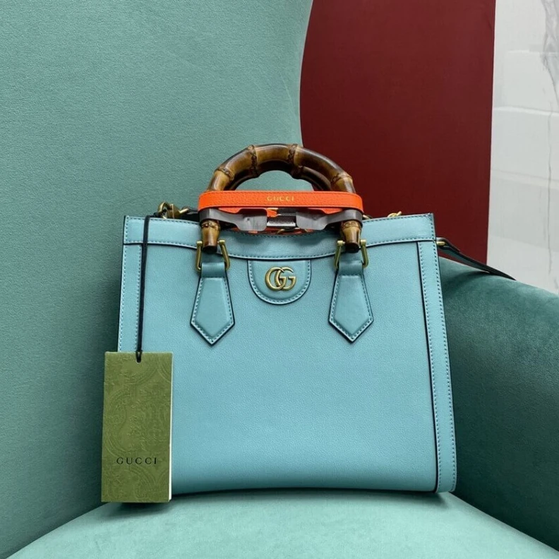 Detachabl Gucci Diana Small Tote Bag Light Blue