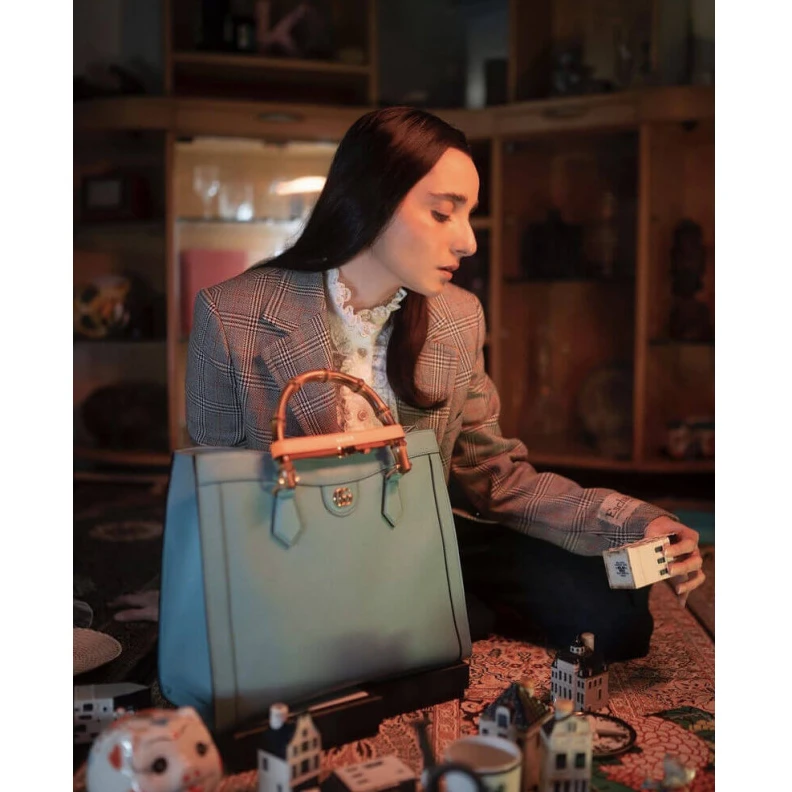 Replica bags lv Detachabl Gucci Diana Small Tote Bag Light Blue