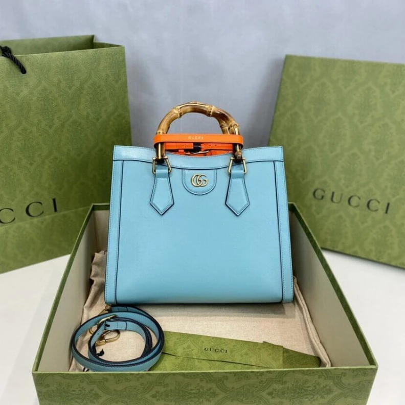 Replica bags lv Detachabl Gucci Diana Small Tote Bag Light Blue