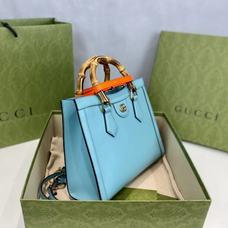 Replica bags lv Detachabl Gucci Diana Small Tote Bag Light Blue