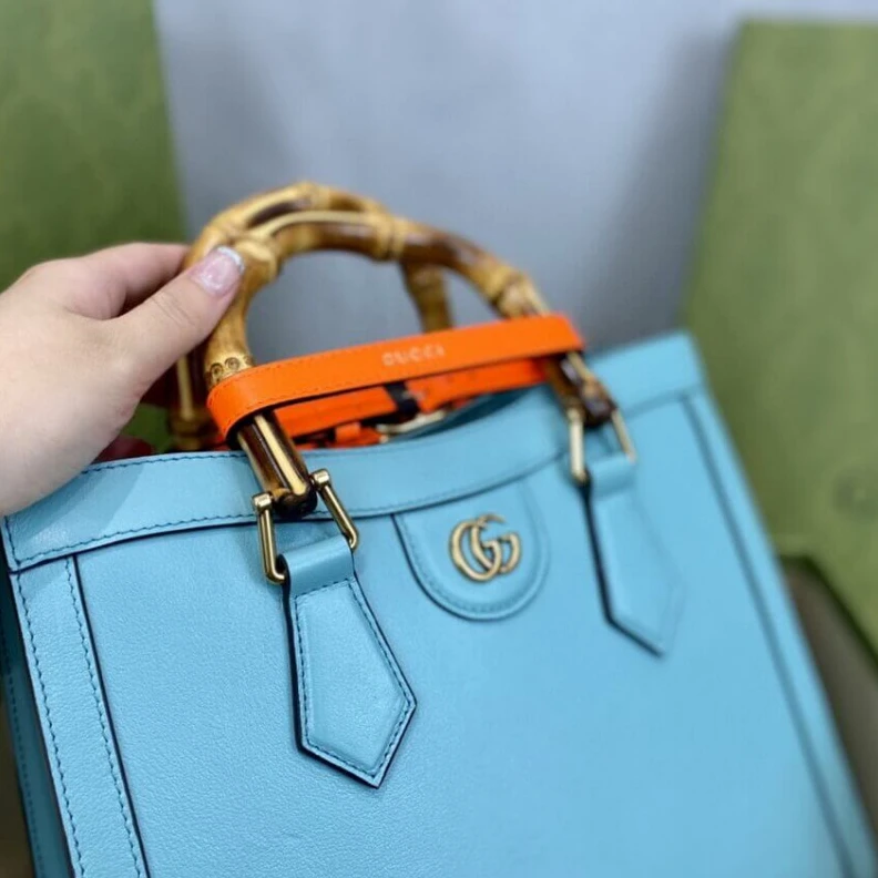 Replica bags lv Detachabl Gucci Diana Small Tote Bag Light Blue