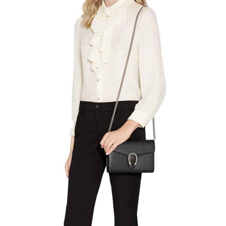 Louis vuitton locations Handstitc Gucci Dionysus Black Leather Mini Chain Bag