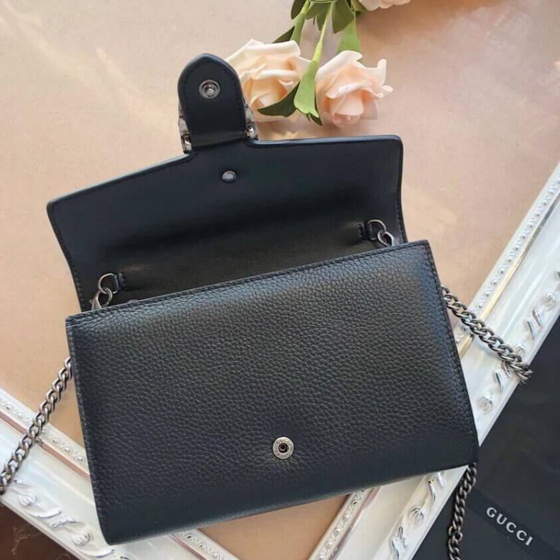 Louis vuitton locations Handstitc Gucci Dionysus Black Leather Mini Chain Bag