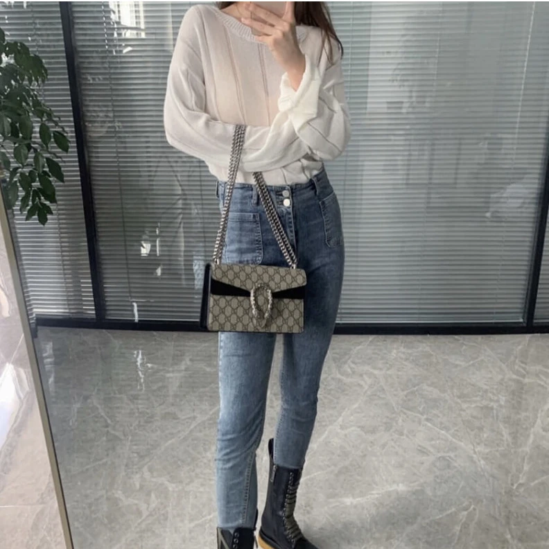 Replica bag Tiger hea Gucci Dionysus GG Canvas Small Shoulder Bag Black