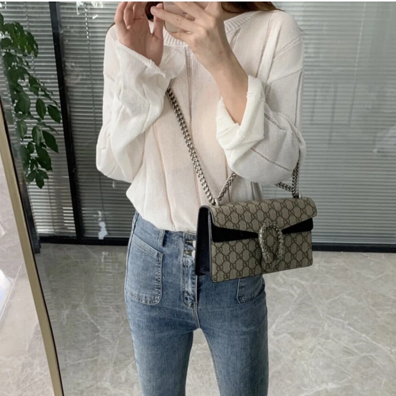 Replica bag Tiger hea Gucci Dionysus GG Canvas Small Shoulder Bag Black