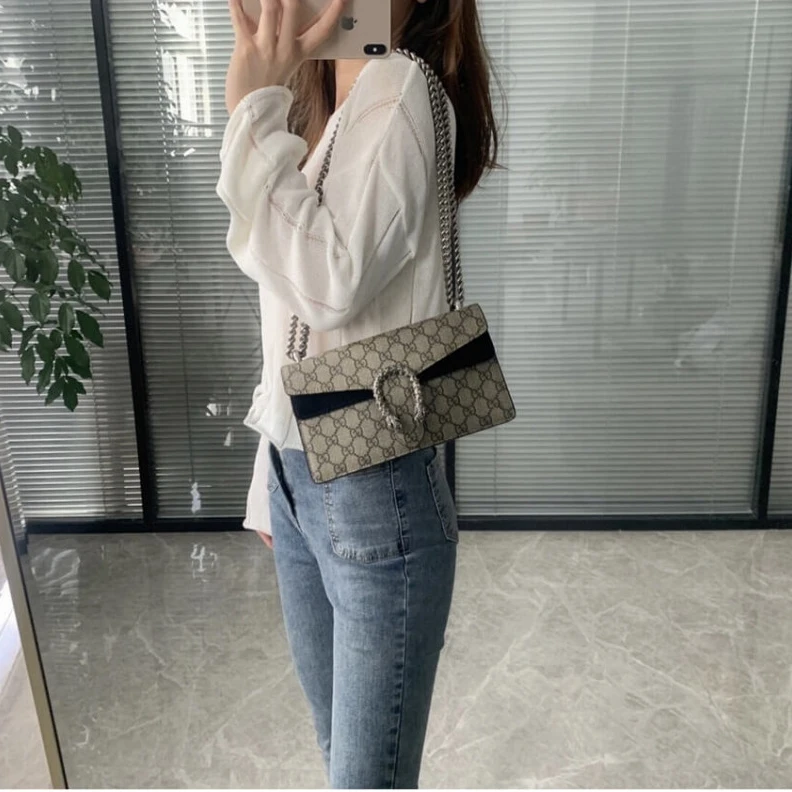 Replica bag Tiger hea Gucci Dionysus GG Canvas Small Shoulder Bag Black
